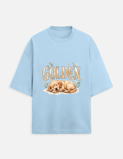 Golden Sleeping Puppy Shirt – Cute Golden Retriever T-Shirt, Floral Dog Lover Tee, Golden Retriever Gift, Dog Mom Shirt