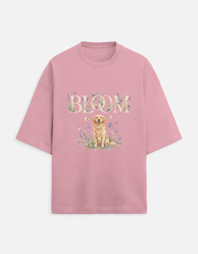 Bloom Golden Retriever Shirt – Floral Dog Lover T-Shirt, Cottagecore Golden Retriever Tee, Dog Mom Gift, Botanical Puppy Shirt