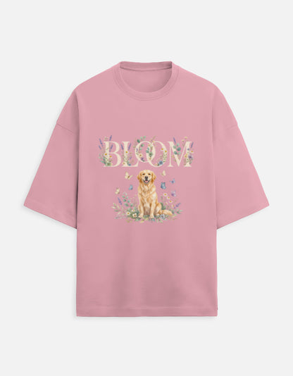 Bloom Golden Retriever Shirt – Floral Dog Lover T-Shirt, Cottagecore Golden Retriever Tee, Dog Mom Gift, Botanical Puppy Shirt