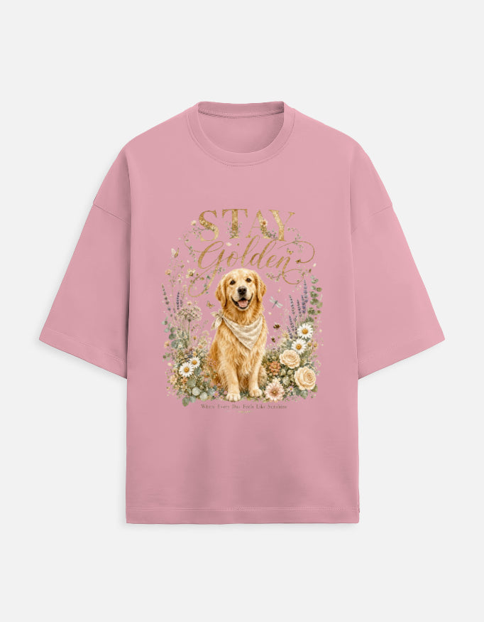 Stay Golden Shirt – Golden Retriever T-Shirt, Floral Dog Lover Tee, Cottagecore Golden Retriever Gift, Dog Mom Shirt