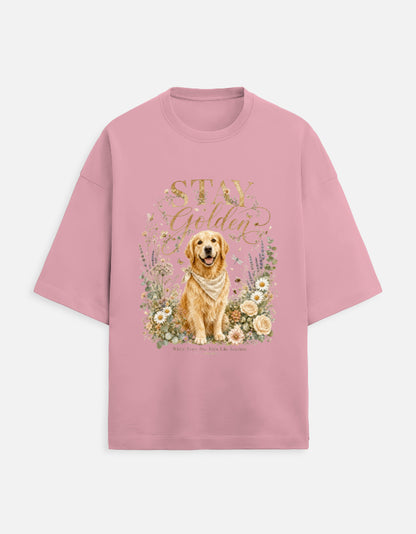 Stay Golden Shirt – Golden Retriever T-Shirt, Floral Dog Lover Tee, Cottagecore Golden Retriever Gift, Dog Mom Shirt