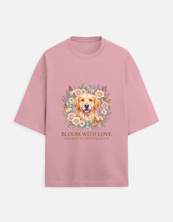 Bloom With Love Golden Retriever Club T-Shirt | Cute Dog Lover Graphic Tee | Unisex Cotton Printed Tshirt India