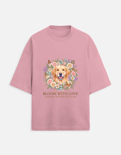 Bloom With Love Golden Retriever Club T-Shirt | Cute Dog Lover Graphic Tee | Unisex Cotton Printed Tshirt India
