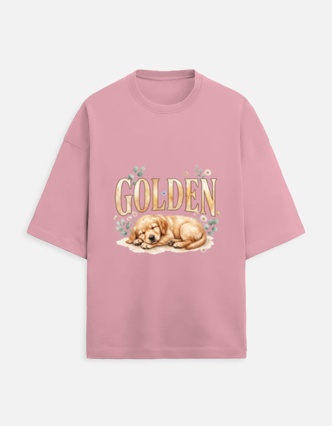 Golden Sleeping Puppy Shirt – Cute Golden Retriever T-Shirt, Floral Dog Lover Tee, Golden Retriever Gift, Dog Mom Shirt