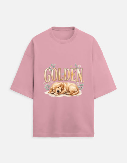 Golden Sleeping Puppy Shirt – Cute Golden Retriever T-Shirt, Floral Dog Lover Tee, Golden Retriever Gift, Dog Mom Shirt
