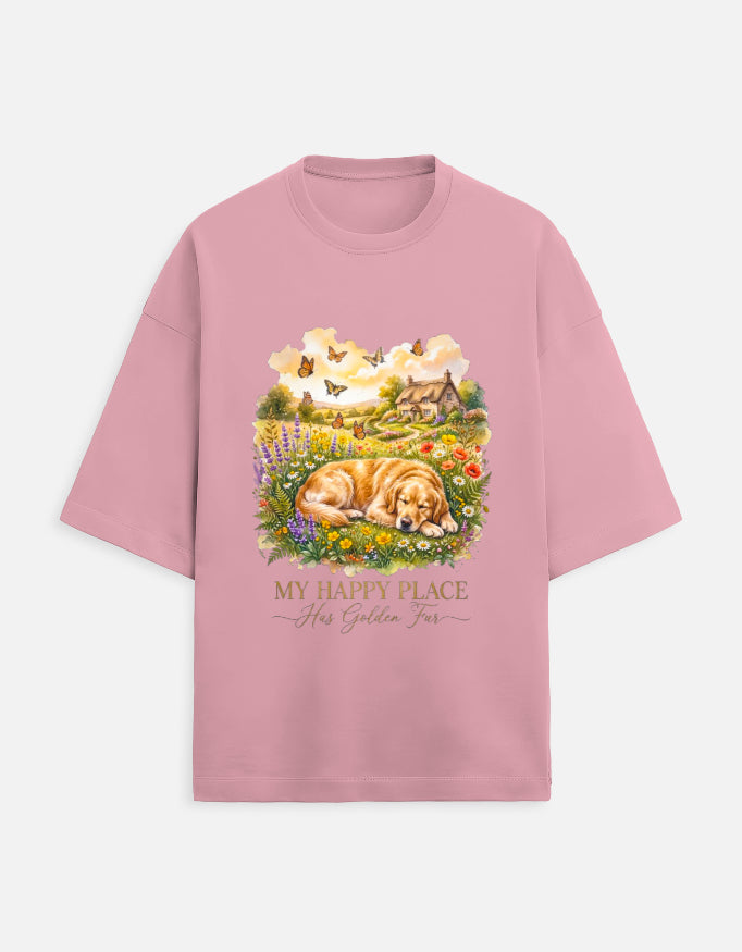 My Happy Place Has Golden Fur Shirt – Golden Retriever T-Shirt