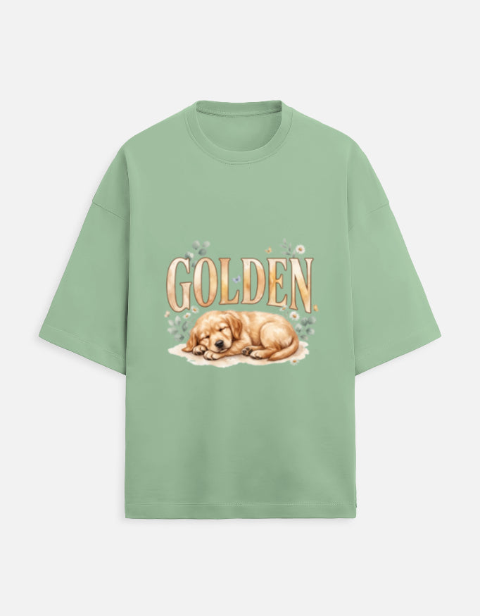 Golden Sleeping Puppy Shirt – Cute Golden Retriever T-Shirt, Floral Dog Lover Tee, Golden Retriever Gift, Dog Mom Shirt