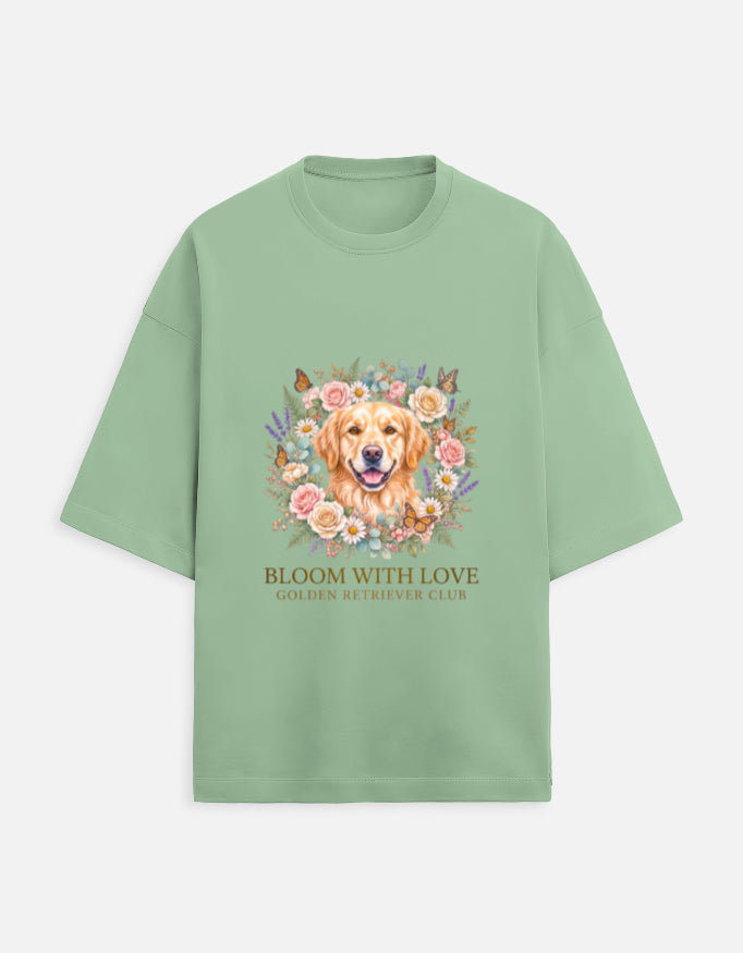Bloom With Love Golden Retriever Club T-Shirt | Cute Dog Lover Graphic Tee | Unisex Cotton Printed Tshirt India