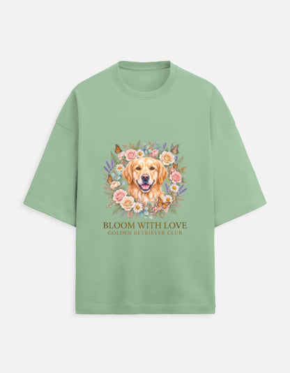 Bloom With Love Golden Retriever Club T-Shirt | Cute Dog Lover Graphic Tee | Unisex Cotton Printed Tshirt India