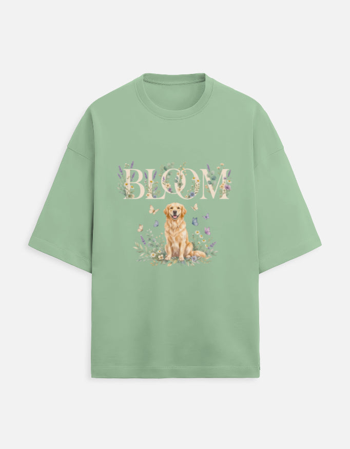 Bloom Golden Retriever Shirt – Floral Dog Lover T-Shirt, Cottagecore Golden Retriever Tee, Dog Mom Gift, Botanical Puppy Shirt