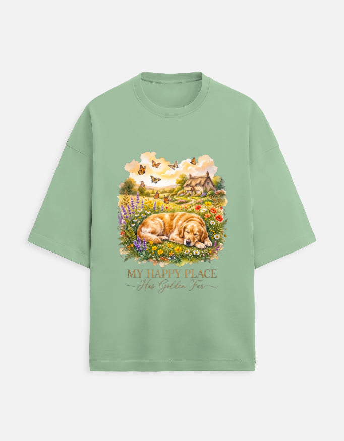 My Happy Place Has Golden Fur Shirt – Golden Retriever T-Shirt