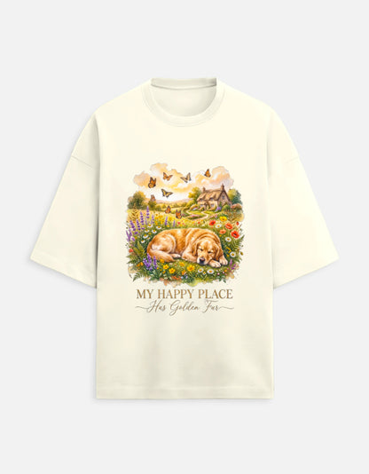 My Happy Place Has Golden Fur Shirt – Golden Retriever T-Shirt