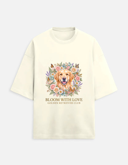 Bloom With Love Golden Retriever Club T-Shirt | Cute Dog Lover Graphic Tee | Unisex Cotton Printed Tshirt India