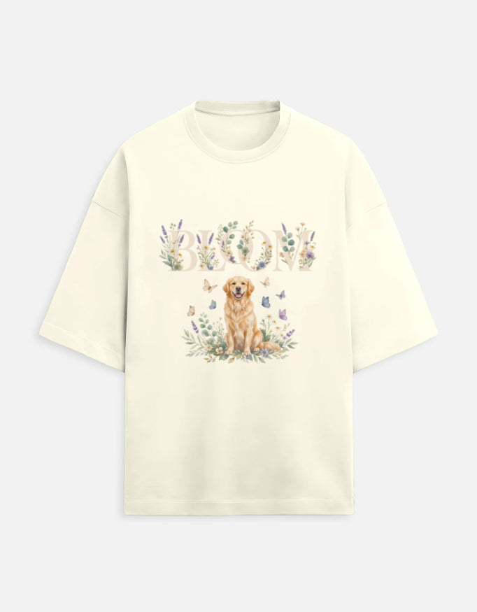 Bloom Golden Retriever Shirt – Floral Dog Lover T-Shirt, Cottagecore Golden Retriever Tee, Dog Mom Gift, Botanical Puppy Shirt