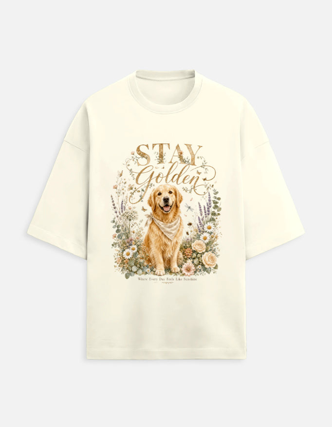 Stay Golden Shirt – Golden Retriever T-Shirt, Floral Dog Lover Tee, Cottagecore Golden Retriever Gift, Dog Mom Shirt