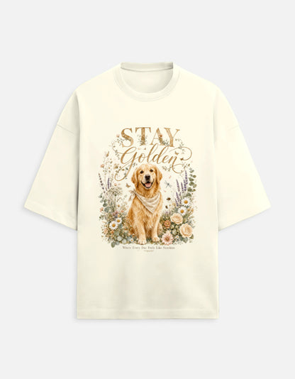 Stay Golden Shirt – Golden Retriever T-Shirt, Floral Dog Lover Tee, Cottagecore Golden Retriever Gift, Dog Mom Shirt
