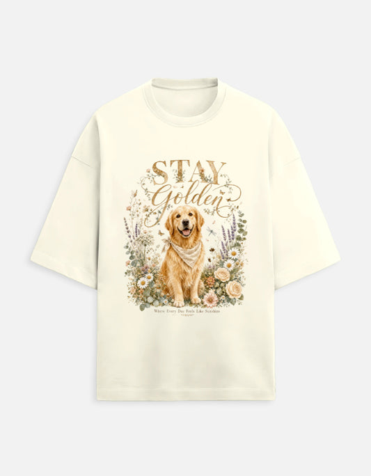 Stay Golden Shirt – Golden Retriever T-Shirt, Floral Dog Lover Tee, Cottagecore Golden Retriever Gift, Dog Mom Shirt