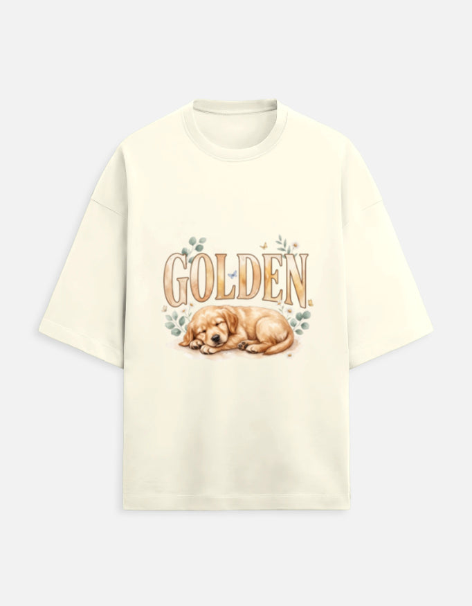 Golden Sleeping Puppy Shirt – Cute Golden Retriever T-Shirt, Floral Dog Lover Tee, Golden Retriever Gift, Dog Mom Shirt