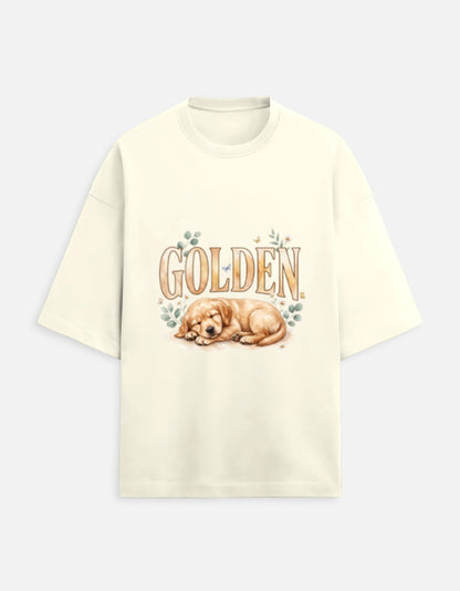 Golden Sleeping Puppy Shirt – Cute Golden Retriever T-Shirt, Floral Dog Lover Tee, Golden Retriever Gift, Dog Mom Shirt