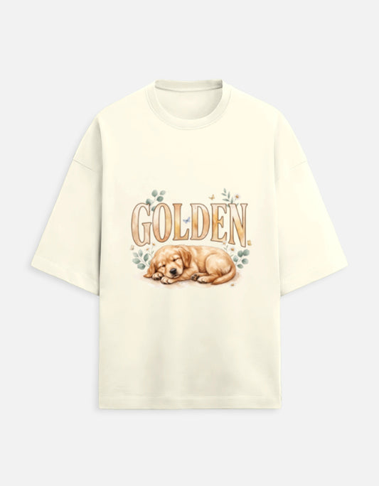 Golden Sleeping Puppy Shirt – Cute Golden Retriever T-Shirt, Floral Dog Lover Tee, Golden Retriever Gift, Dog Mom Shirt