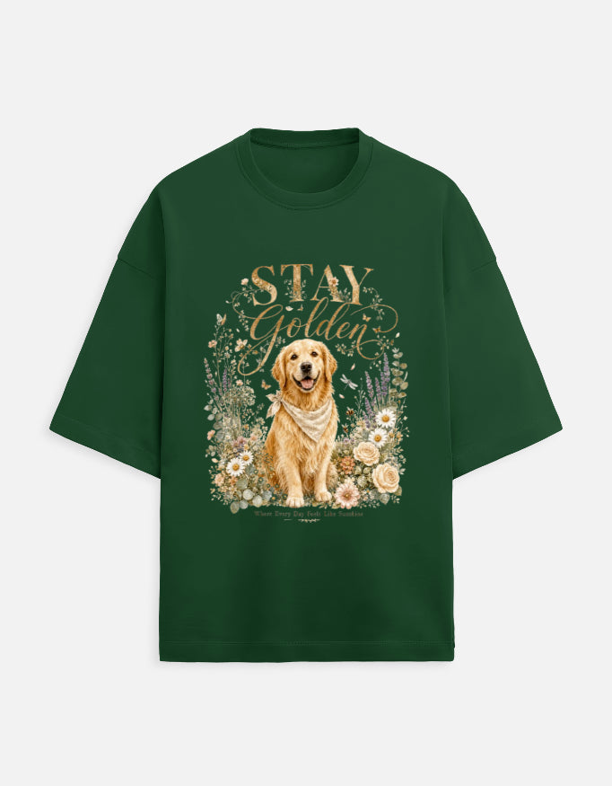 Stay Golden Shirt – Golden Retriever T-Shirt, Floral Dog Lover Tee, Cottagecore Golden Retriever Gift, Dog Mom Shirt