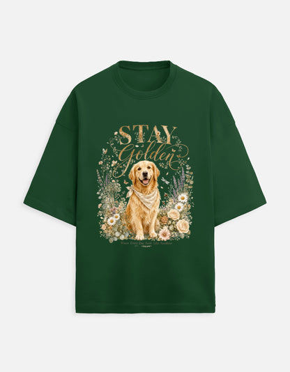 Stay Golden Shirt – Golden Retriever T-Shirt, Floral Dog Lover Tee, Cottagecore Golden Retriever Gift, Dog Mom Shirt