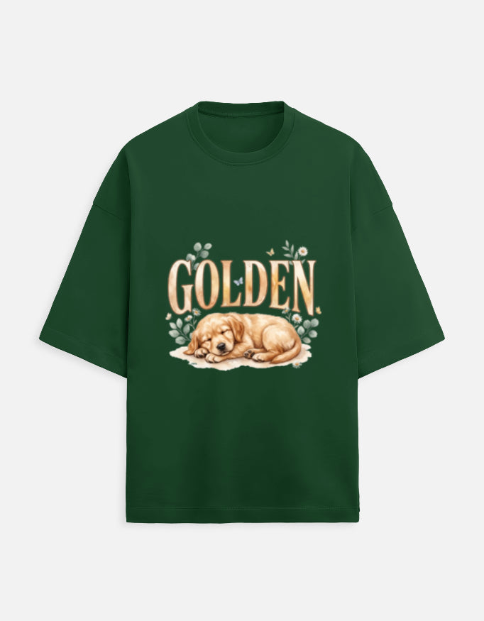 Golden Sleeping Puppy Shirt – Cute Golden Retriever T-Shirt, Floral Dog Lover Tee, Golden Retriever Gift, Dog Mom Shirt