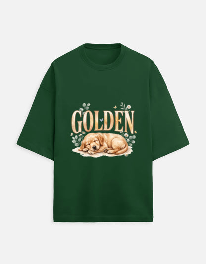 Golden Sleeping Puppy Shirt – Cute Golden Retriever T-Shirt, Floral Dog Lover Tee, Golden Retriever Gift, Dog Mom Shirt