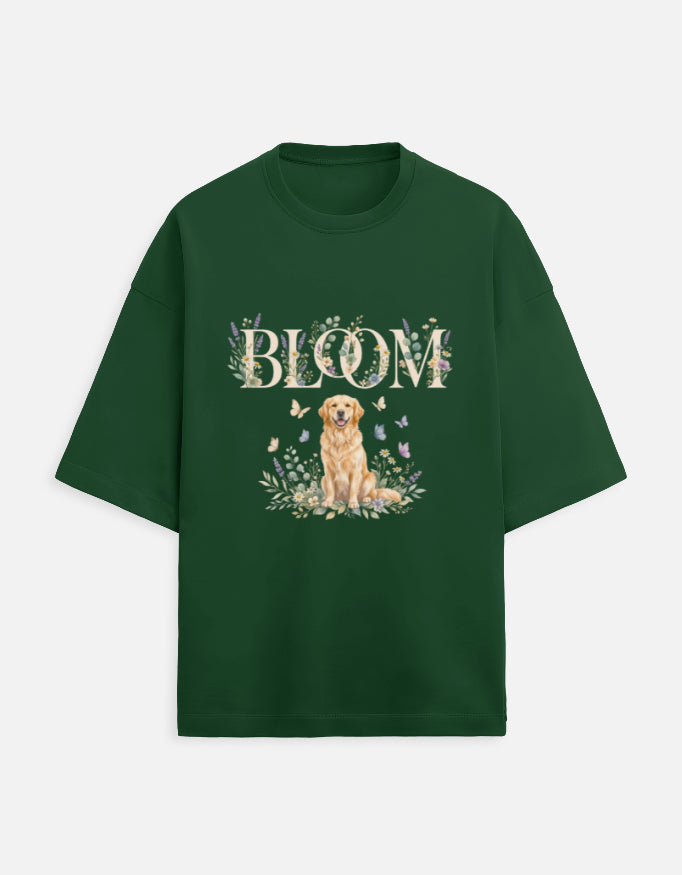 Bloom Golden Retriever Shirt – Floral Dog Lover T-Shirt, Cottagecore Golden Retriever Tee, Dog Mom Gift, Botanical Puppy Shirt