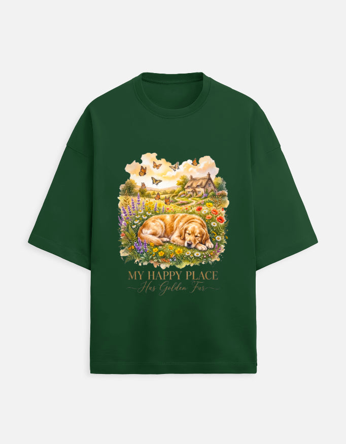 My Happy Place Has Golden Fur Shirt – Golden Retriever T-Shirt