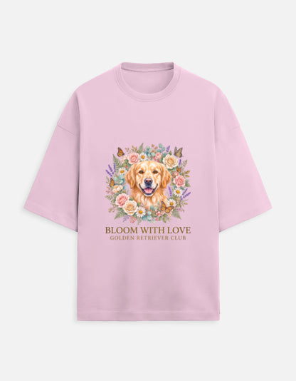 Bloom With Love Golden Retriever Club T-Shirt | Cute Dog Lover Graphic Tee | Unisex Cotton Printed Tshirt India